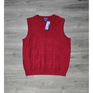Pendleton 100% Virgin Lambs Wool V-Neck Sweater Vest Men's Size‎ Large Red